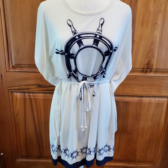 Nautical Swim Suit Cover Up - Picture 1 of 13